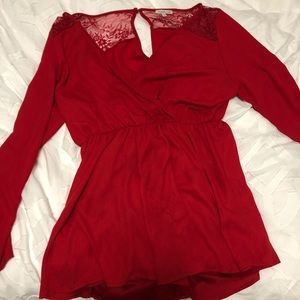 Red lace romper